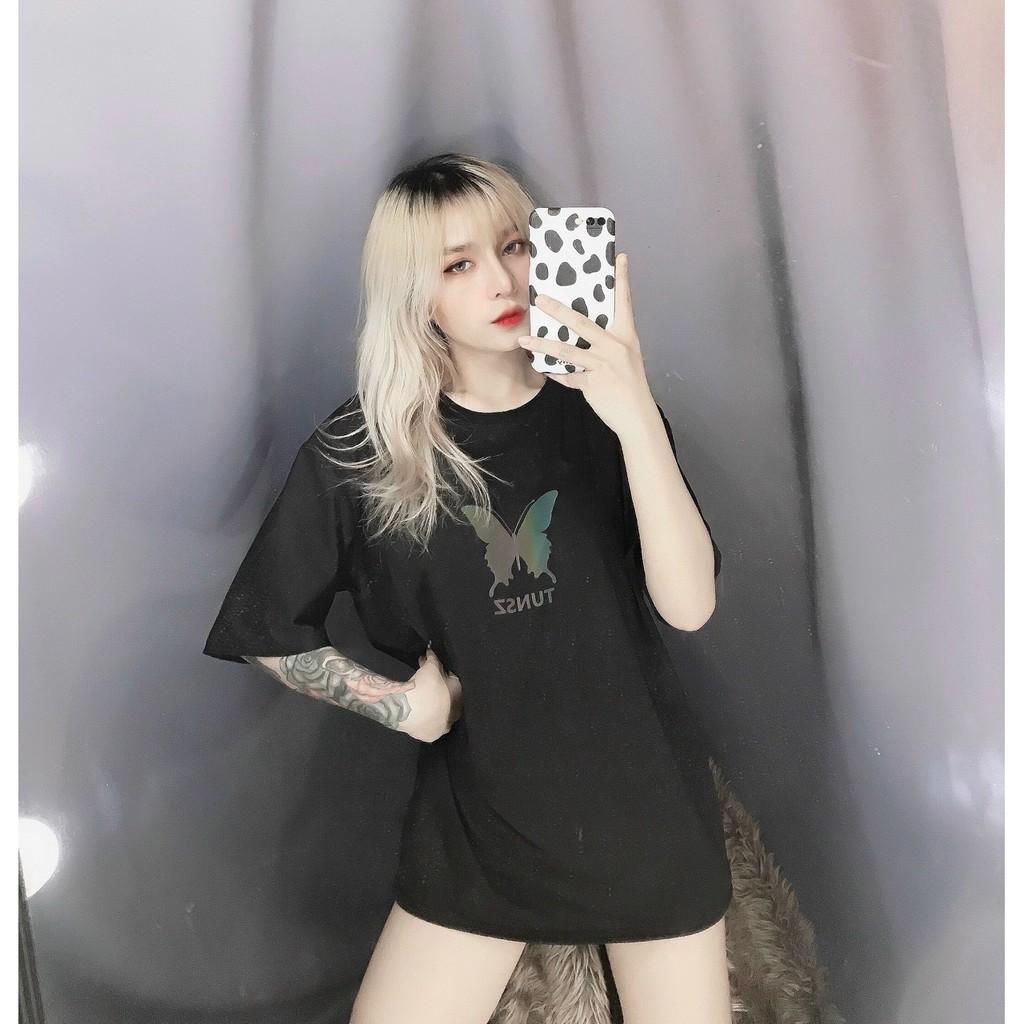 áo thun form rộng in hình phản quang ảnh thật hot đủ màu