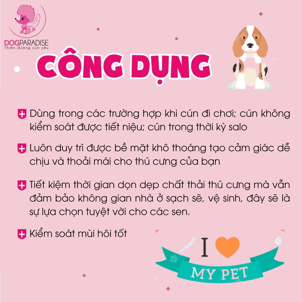 Tã quần Pet Diaper kháng khu.ẩn dành cho chó cái cỡ lớn size S/M/L/XL - Dog Paradise