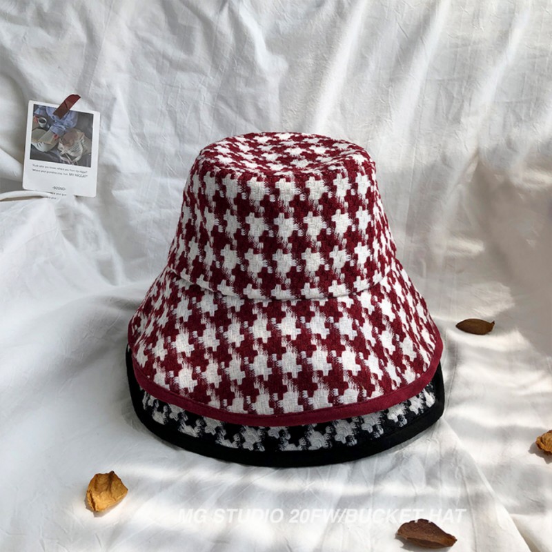 Mũ bucket MG STUDIO chất liệu cotton họa tiết houndstooth độc đáo