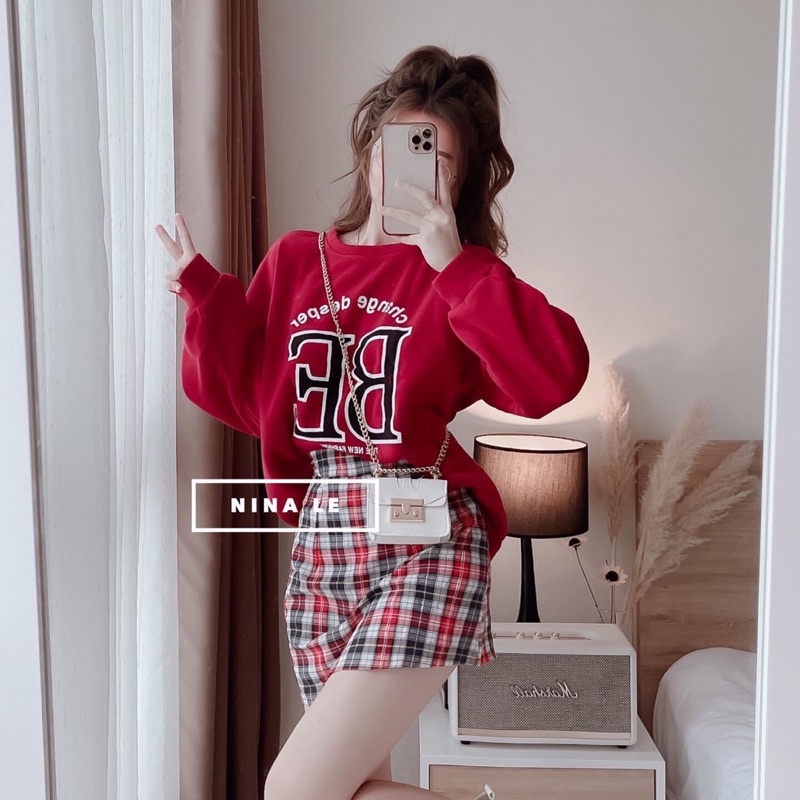 Set áo khoác đỏ dài tay kèm sơ mi dài kiểu chân váy siêu xinh,set đồ nữ đi chơi noel đi làm siêu xinh