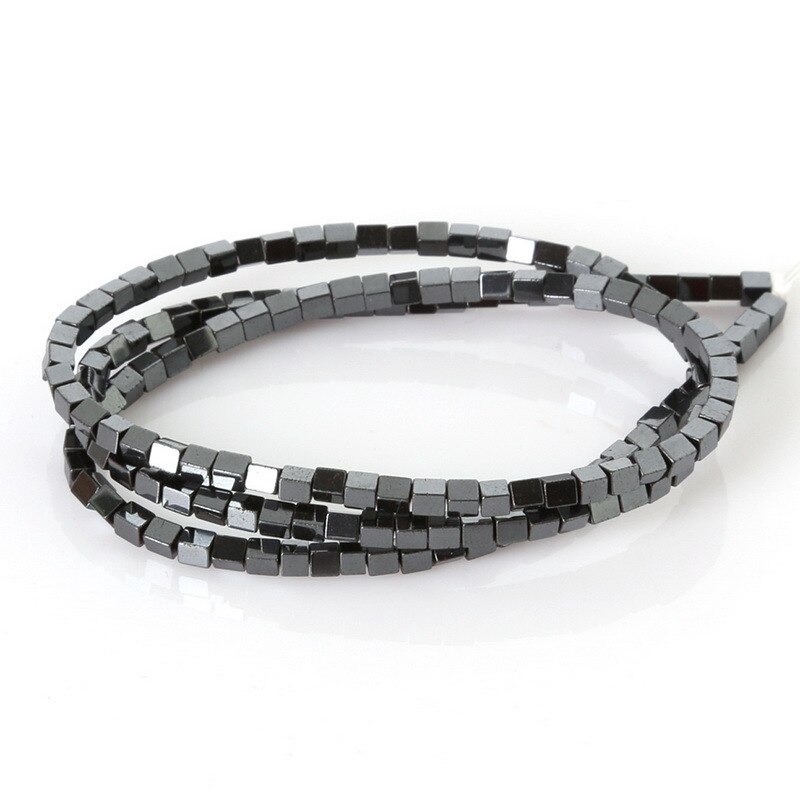 Set 140 Hạt Đá Hematite Hình Vuông Mạ Vàng / Bạc Tự Nhiên 2mm Dùng Làm Trang Sức Diy