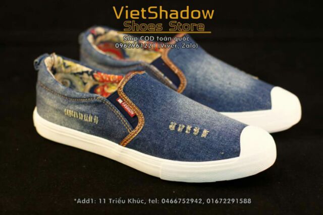 Slip on nam | Giày lười vải bò nam thương hiệu Akatie - Mã SP 72-xanh | BigBuy360 - bigbuy360.vn