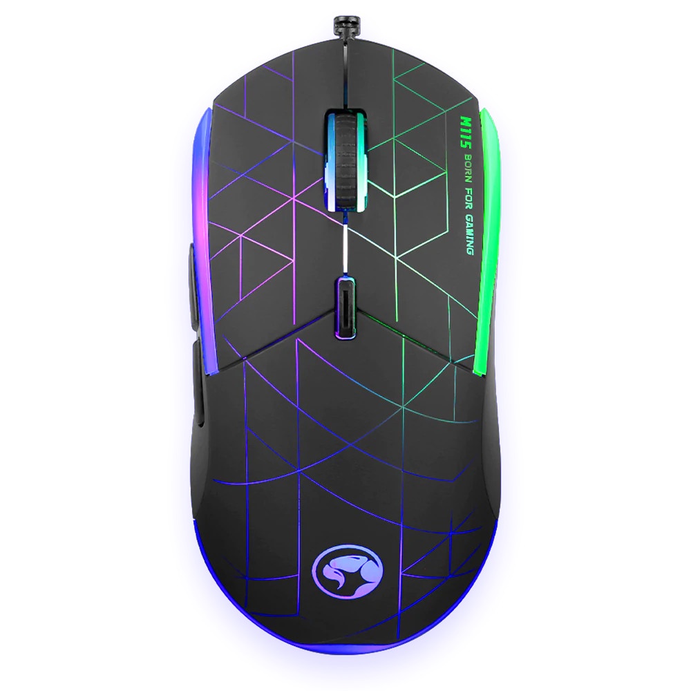 CHUỘT VI TÍNH , CHUỘT GAME Có Dây MARVO M115 CỔNG USB,LED RGB,4000 DPI
