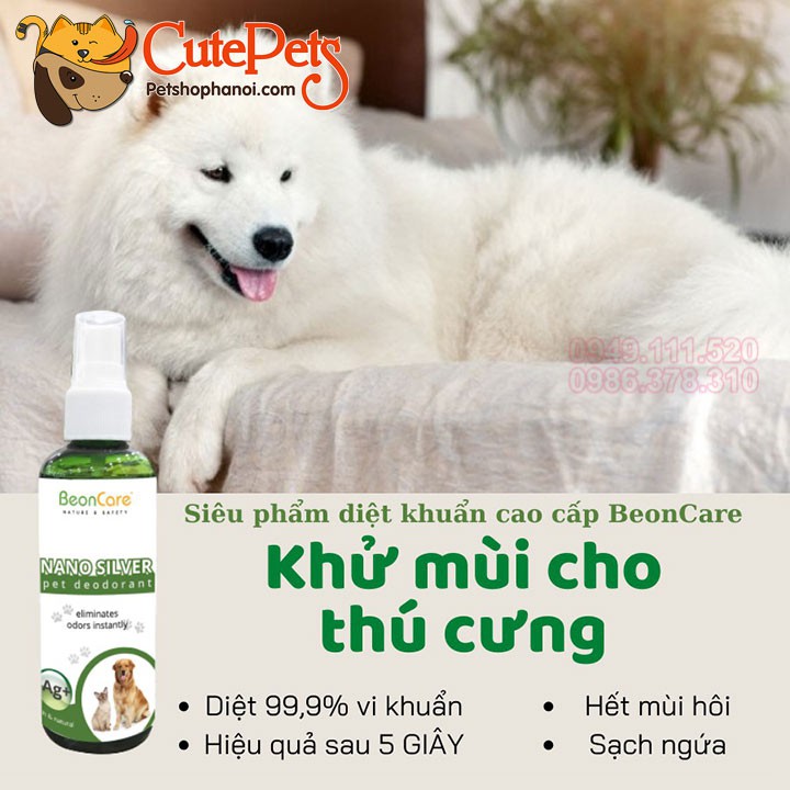 Xịt khử mùi cho chó mèo Nano Silver Pet Deodorant 100ml BeonCare - Phụ kiện thú cưng Hà Nội