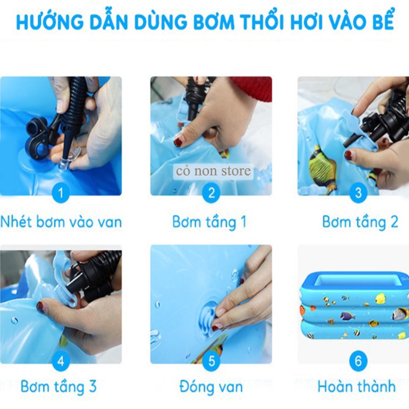 Hồ bơi cho bé phao 3 tầng bơm hơi ĐỦ KICH THƯỚC, Bể bơi phao thành cao cho bé