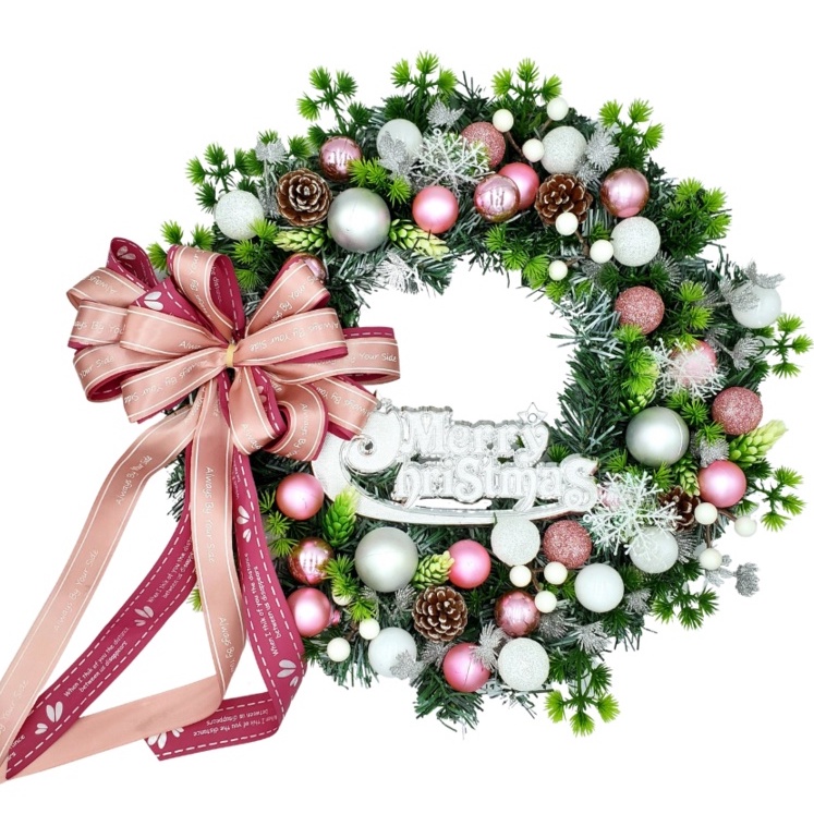 Vòng Hoa Trang Trí Noel D53 size 40cm Tặng Kèm Đèn, Vòng Nguyệt Quế Giáng Sinh