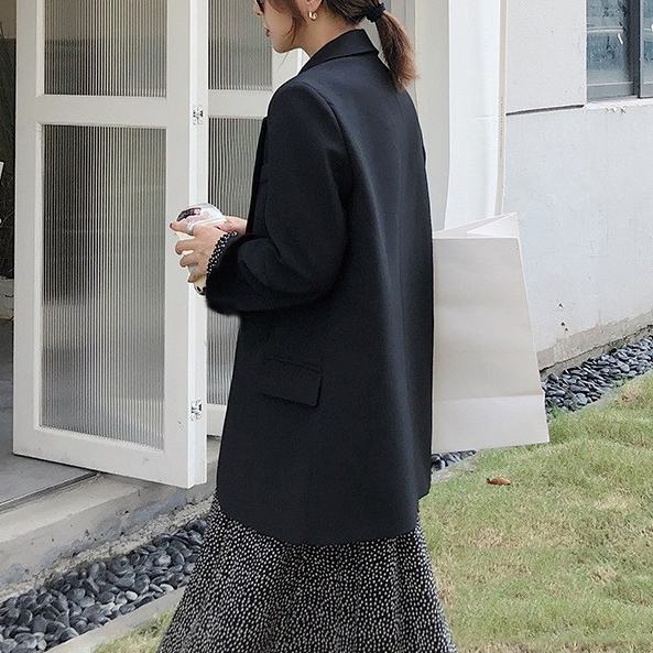 Áo khoác blazer thiết kế dáng rộng phong cách retro Hồng Kông thời trang thu đông cho nữ
