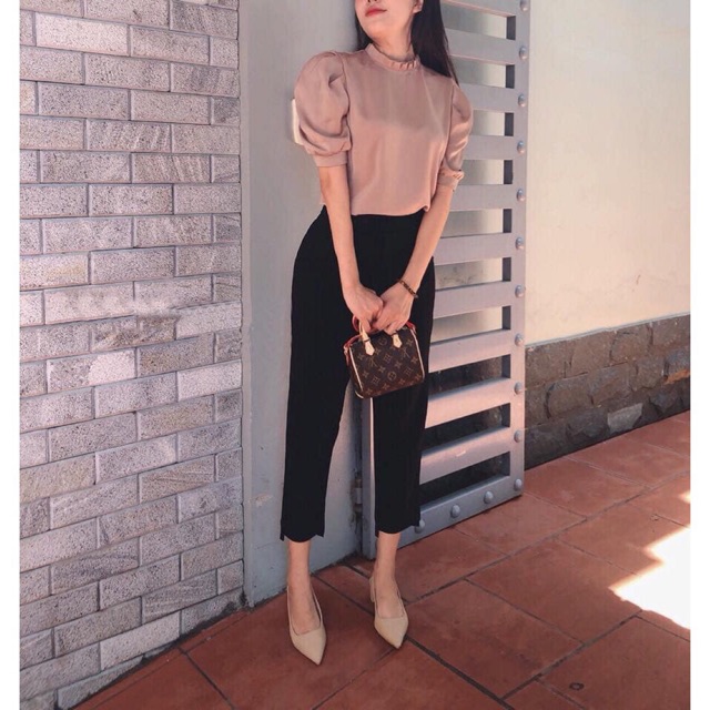 Quần baggy vạt lệch cho nữ