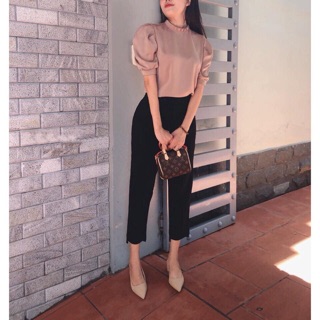 Quần baggy vạt lệch cho nữ