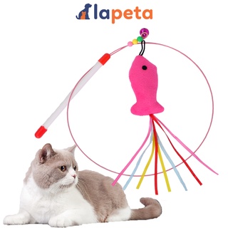 Cần câu mèo đồ chơi bằng dây thép có cá bằng bông nỉ Lapeta