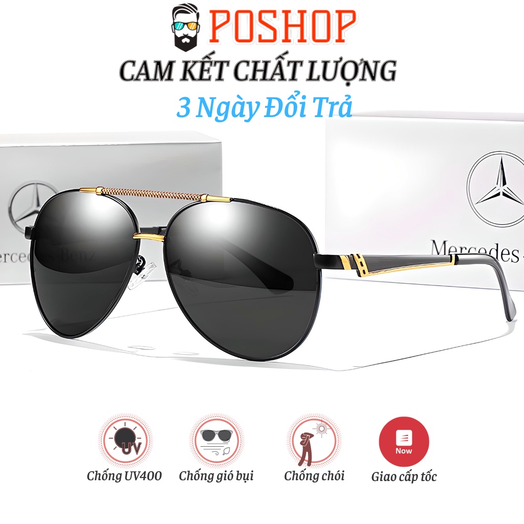 Kính mát nam thời trang POSHOP gọng kim loại dễ đeo với tròng phân cực polaroid chống chói uv400 M5