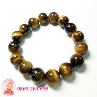 CHUỖI ĐEO TAY MẮT HỔ VÀNG 12mm