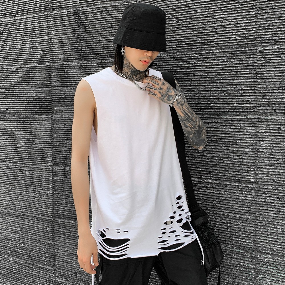 Áo tanktop ba lỗ ulzzang UNISEX rách 2021 dùng mặc lót KÈM VIDEO THẬT