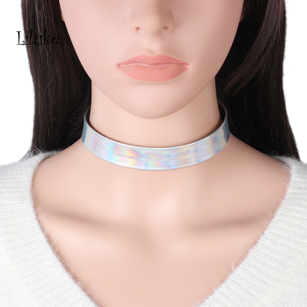 Vòng cổ choker màu laser hologram thời trang cá tính cho nữ