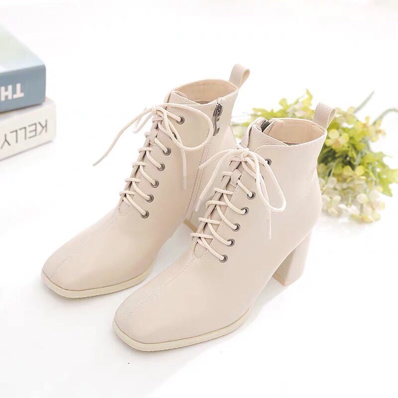 Bốt nữ cao gót, khóa sau mix dây buộc style xứ Hàn | BigBuy360 - bigbuy360.vn