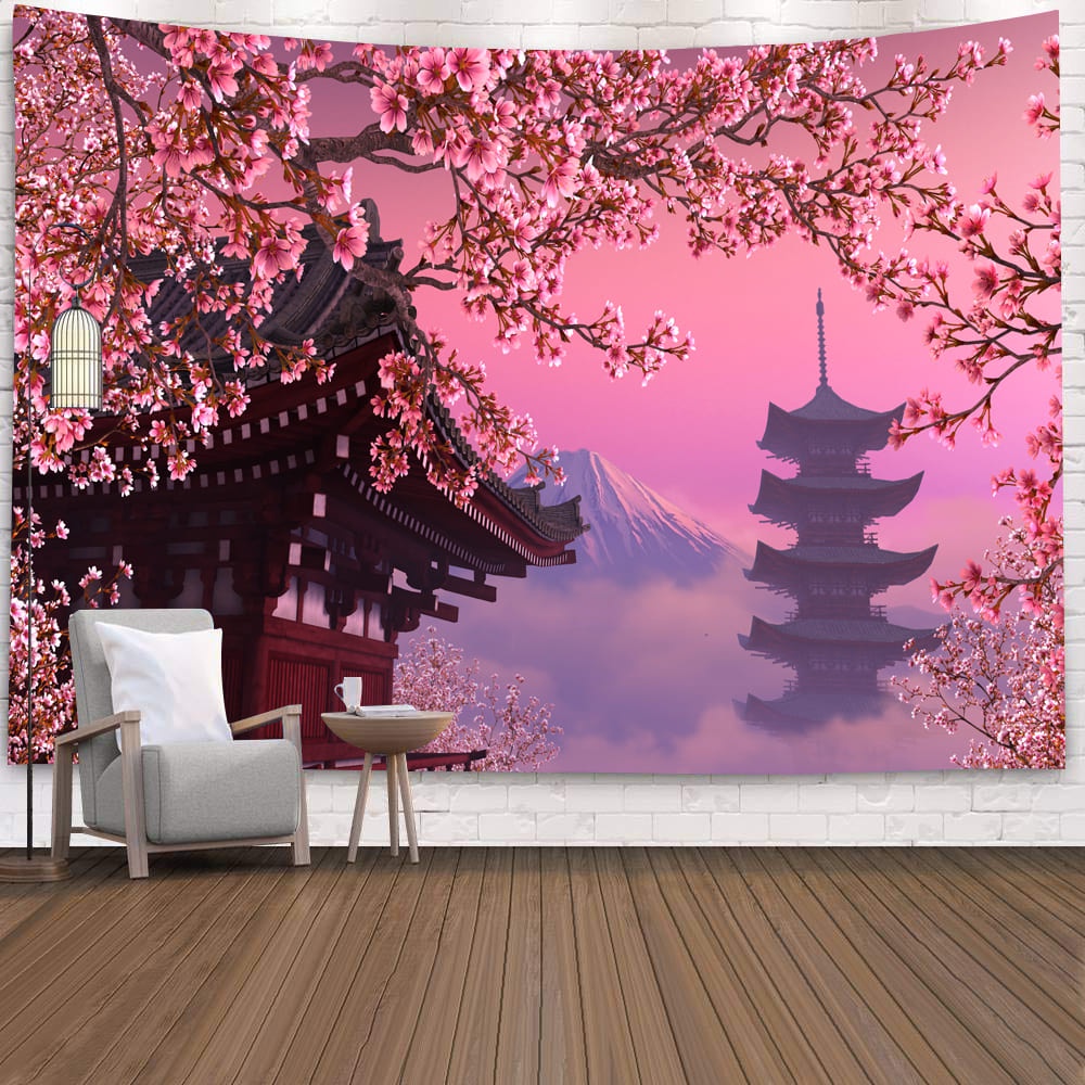 < Original * HD > Thảm Treo Tường In Hình Hoa Anh Đào Fuji Anh Đào Phong Cách Âu Mỹ Bắc Âu Trang Trí Phòng