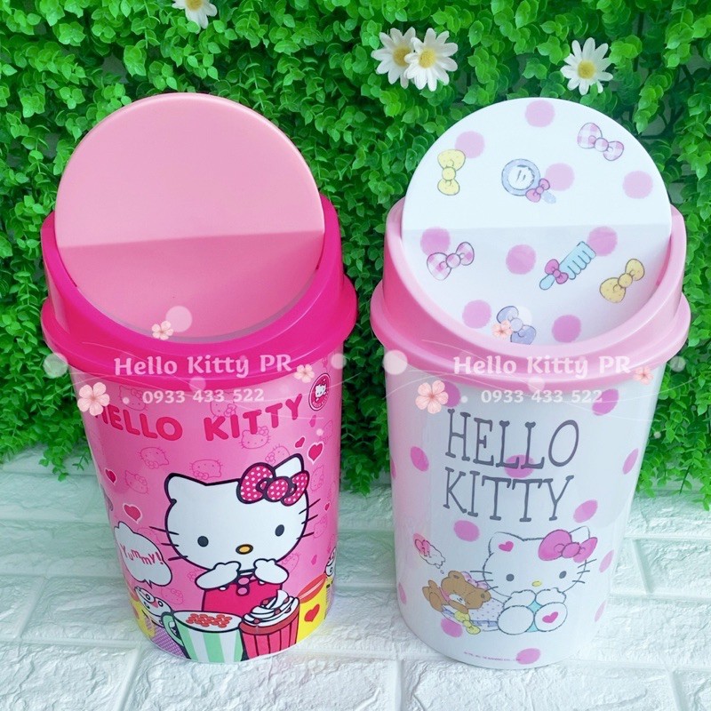 Thùng rác nắp lật Hello Kitty