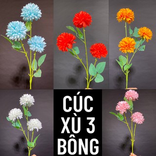 Cúc Xù 3 Bông, Hoa Lụa Cắm Cổng Cưới Đẹp Nhất ABSHOP COM VN
