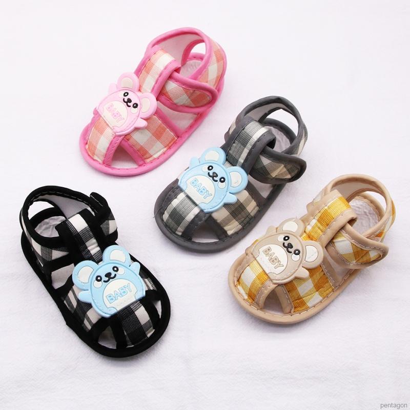 Giày sandal cotton đế mềm phối hình dễ thương chống trượt dành cho bé