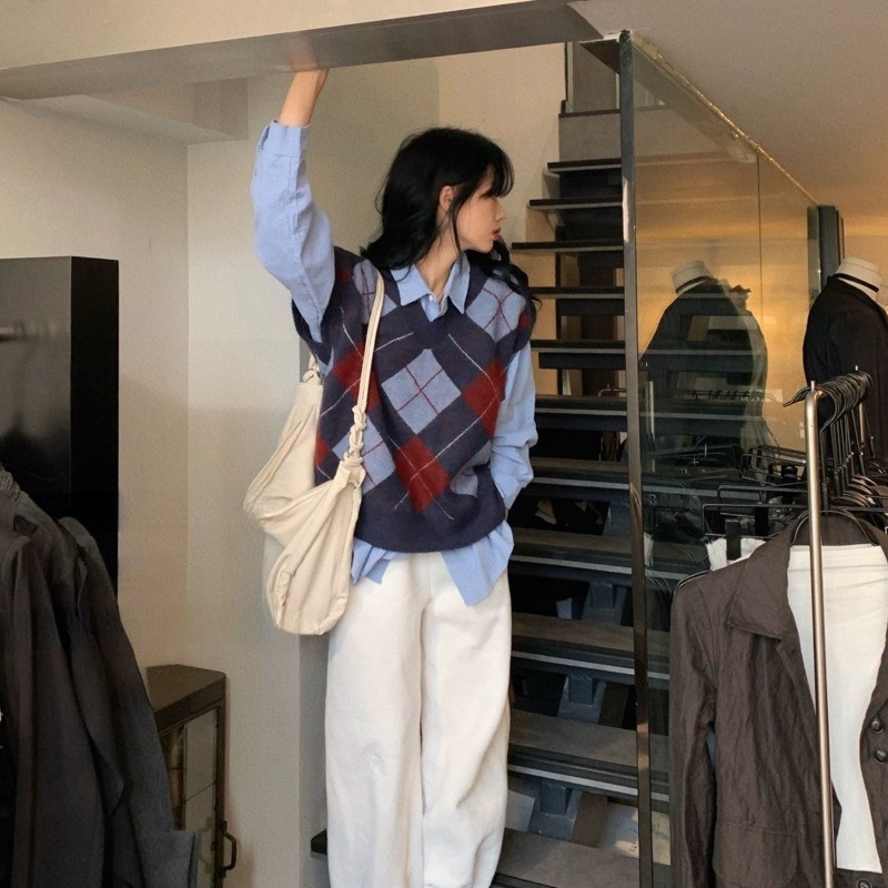 Áo dệt kim không tay phong cách Hàn Quốc thời trang cho nữ