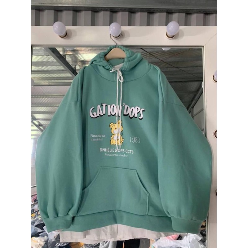 Áo hoodie nỉ bông hình gấu tay siêu bồng HANA75 | BigBuy360 - bigbuy360.vn