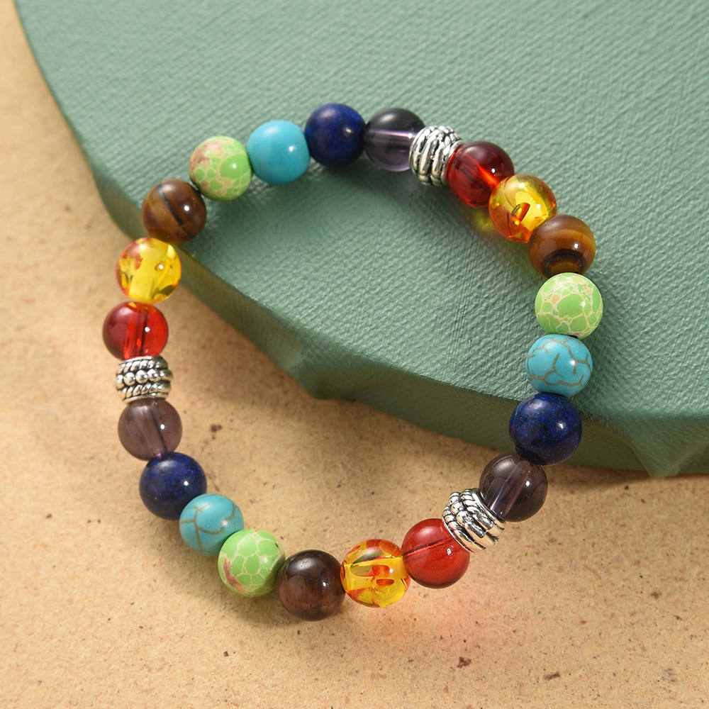 Vòng Tay Chuỗi Hạt Đá Núi Lửa Chakra 7 Luân Xa Giảm Căng Thẳng Dễ Điều Chỉnh Cho Nam Và Nữ