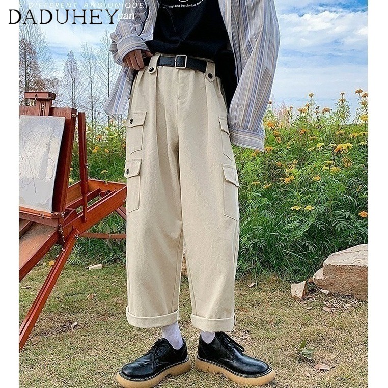 DaDuHey Men's Korean-Style Trendy, Smart and All-Matching Workwear Pants Ins Fashion Brand Draping Loose Straight Casual Pants