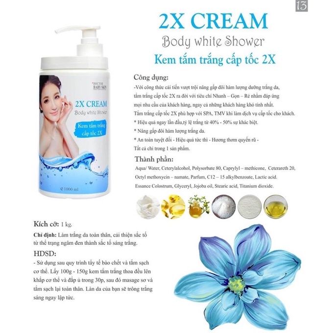 KEM TẮM TRẮNG CẤP ĐỘ 2X DOCTOR BABY SKIN