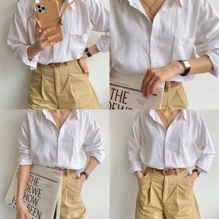 [Linen] [Rẻ vô địch] [Ảnh thật] ÁO SƠ MI NỮ - HEEBYOHI - Màu Trắng Ngà Linen (heebyohi)