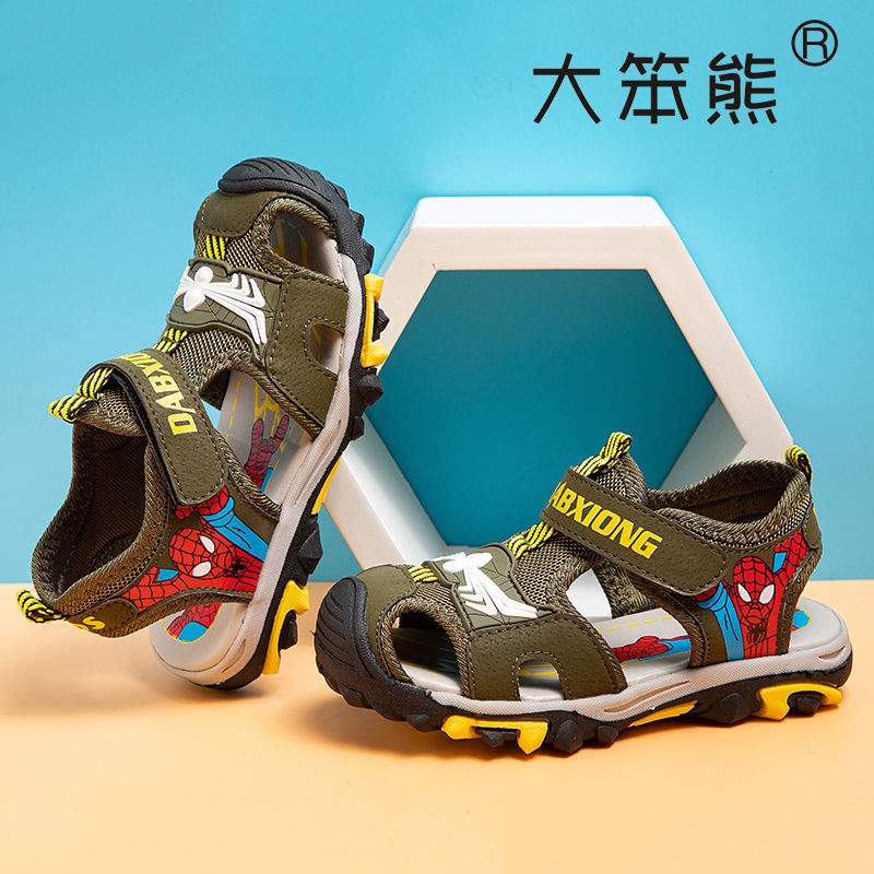 Giày Sandal Mùa Hè Đế Trơn Chống Trượt In Họa Tiết Hoạt Hình Người Nhện Cho Bé Trai
