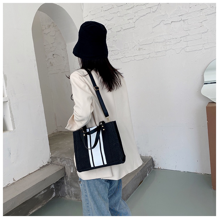 Túi Xách Nam Nữ Bằng Vải Đay Gai Kẻ Sọc Phong Cách Vintage Có Quai Đeo Unisex - Túi Xách Thời Trang