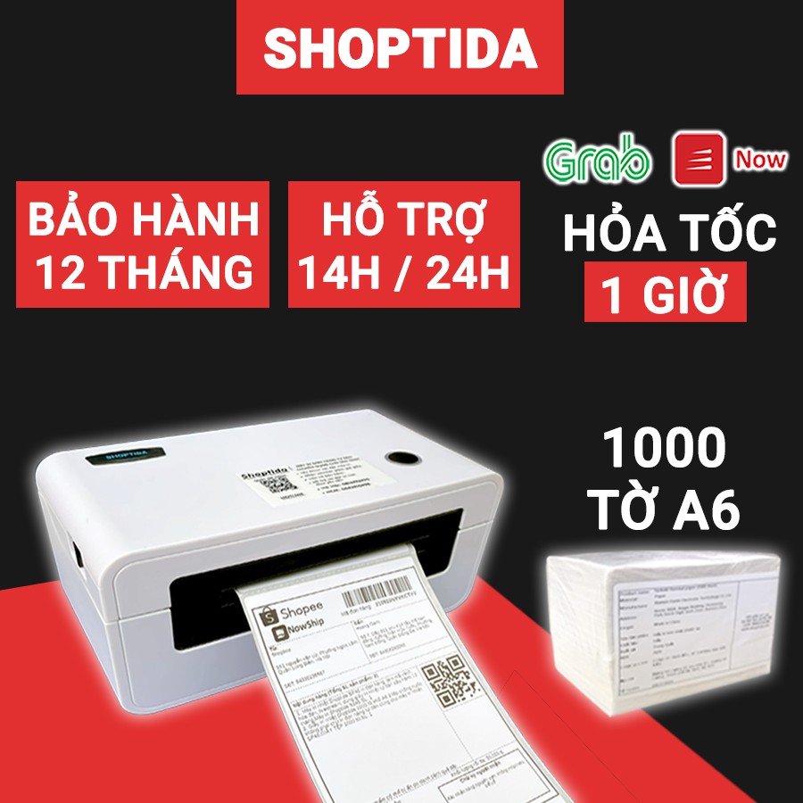 Máy in đơn hàng Shoptida SP46 kèm 1000 giấy in nhiệt 10*15cm, combo máy in nhiệt giấy tự dán bảo hành 12 tháng | BigBuy360 - bigbuy360.vn