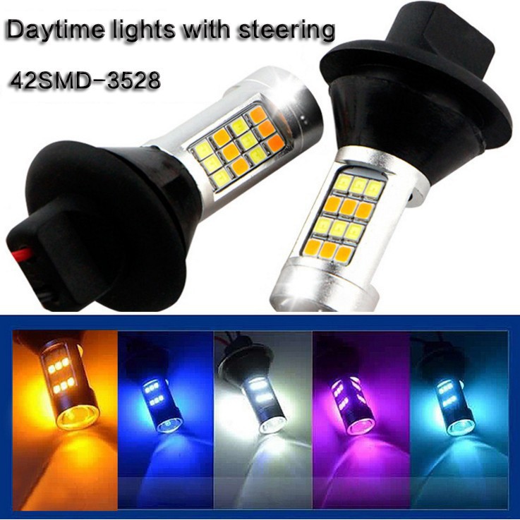 Set 2 đèn báo tín hiệu rẽ mô hình kép DRL&amp;Turn LED T20 1156 cho xe hơi