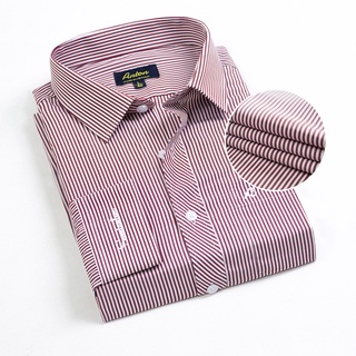 Áo Sơ Mi Nam Công Sở Trung Niên Anton Somianton Dài Tay Kẻ Sọc Màu Đỏ Vải Cotton – AC153