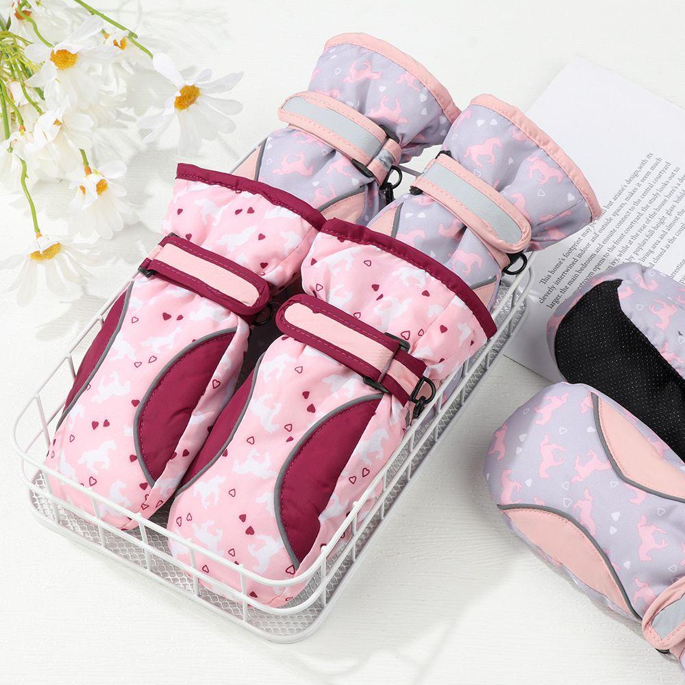 Găng Tay Trượt Tuyết Dày Dặn Ấm Áp Thoải Mái Chống Gió Chống Thấm Nước Cho Bé