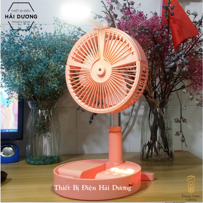 Quạt Tích Điện Phun Sương Có Đèn 3 Kiểu Dáng Thông Minh TN135  - Energy Green Lighting - Bảo hành 18 tháng