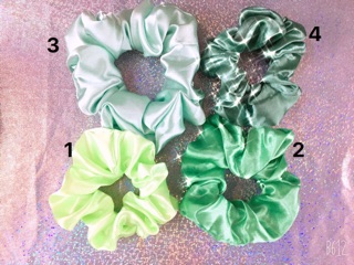 Chun buộc tóc bản to scrunchies lụa nhiều màu