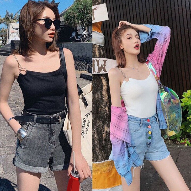 [Mã FASHIONT4WA2 giảm 10K đơn 50K] Áo sát nách hai dây mảnh thiết kế cổ chữ U quyến rũ | BigBuy360 - bigbuy360.vn