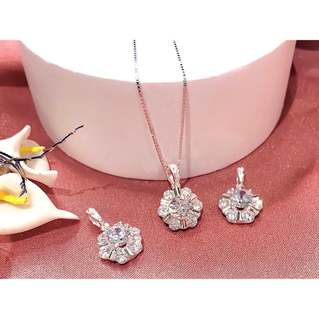 MẶT DÂY CHUYỀN BẠC S925  MẶT HOA ĐÍNH ĐÁ LẤP LÁNH  H.A.S SILVER