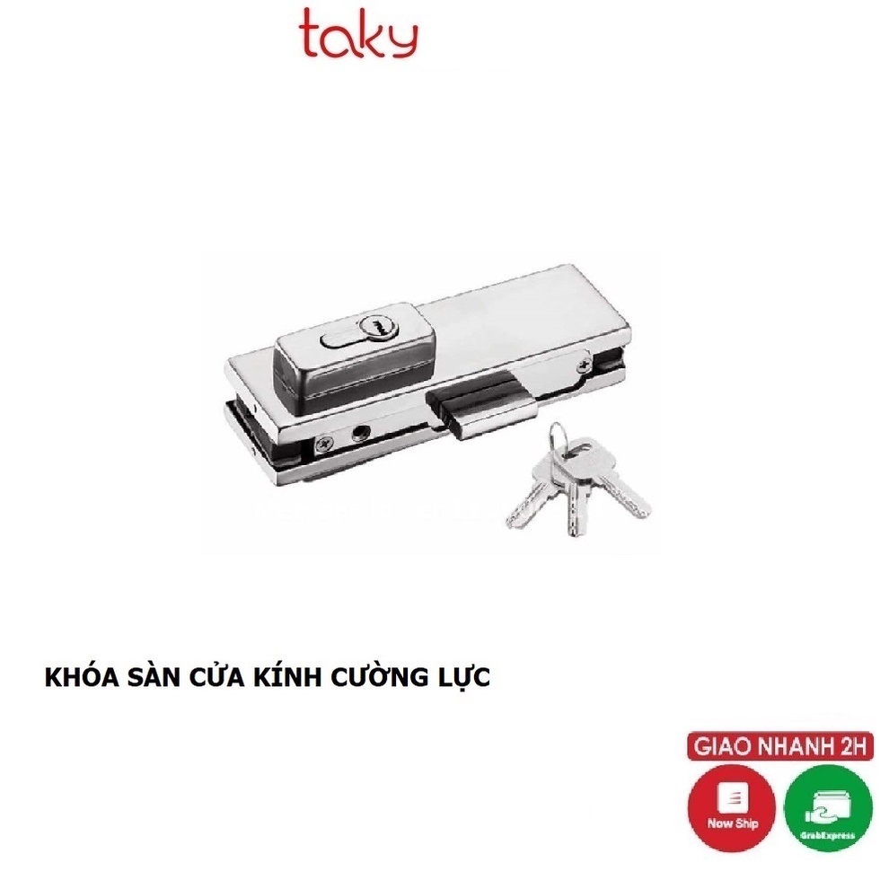 Khóa Sàn - Taky, Lắp Cho Cửa Kính Cường Lực 10 - 12 ly, Loại 2 Đầu Chìa, Cửa Kính Cường Lực VVP Gắn Sàn, 3701