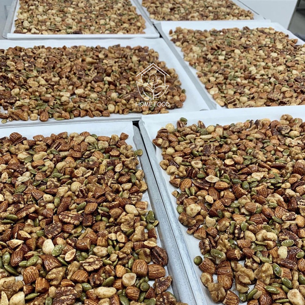 Granola ăn kiêng siêu hạt nướng mật ong, không đường, thêm óc chó, mơ vàng - 500g ( 3 vị ) - Home Food