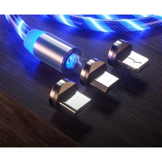 Cáp sạc nam châm đa năng phát sáng type C/ micro USB/ lightning có đèn led cho iPhone OPPO Huawei hỗ trợ sạc nhanh