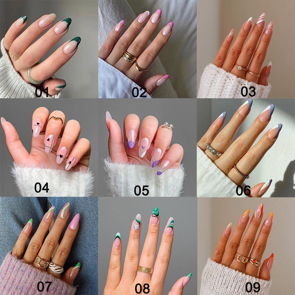 Hộp 24 Móng Tay Giả Che Phủ Toàn Diện Phong Cách Pháp