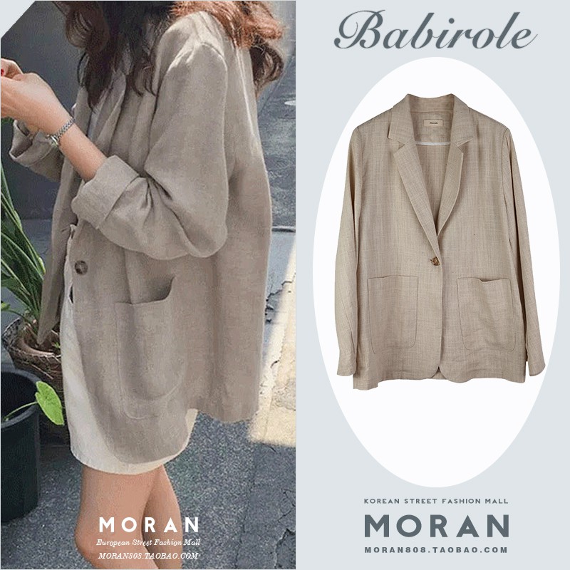 Áo khoác Blazer MORAN mỏng nhẹ mùa thu style vintage nhẹ nhàng vải lanh 8936