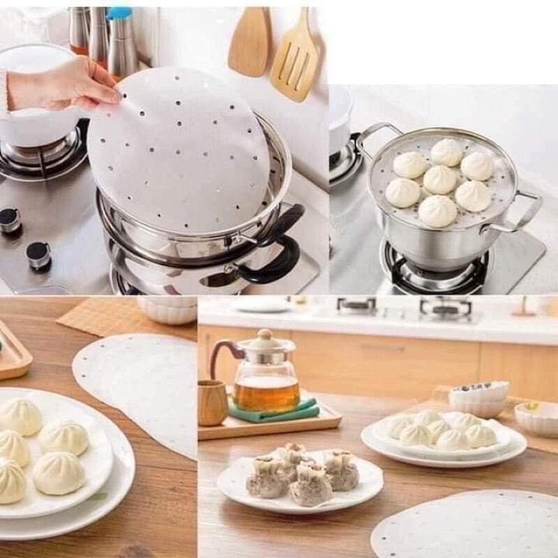 Giấy nến đục lỗ lót nồi chiên không dầu 100 tờ