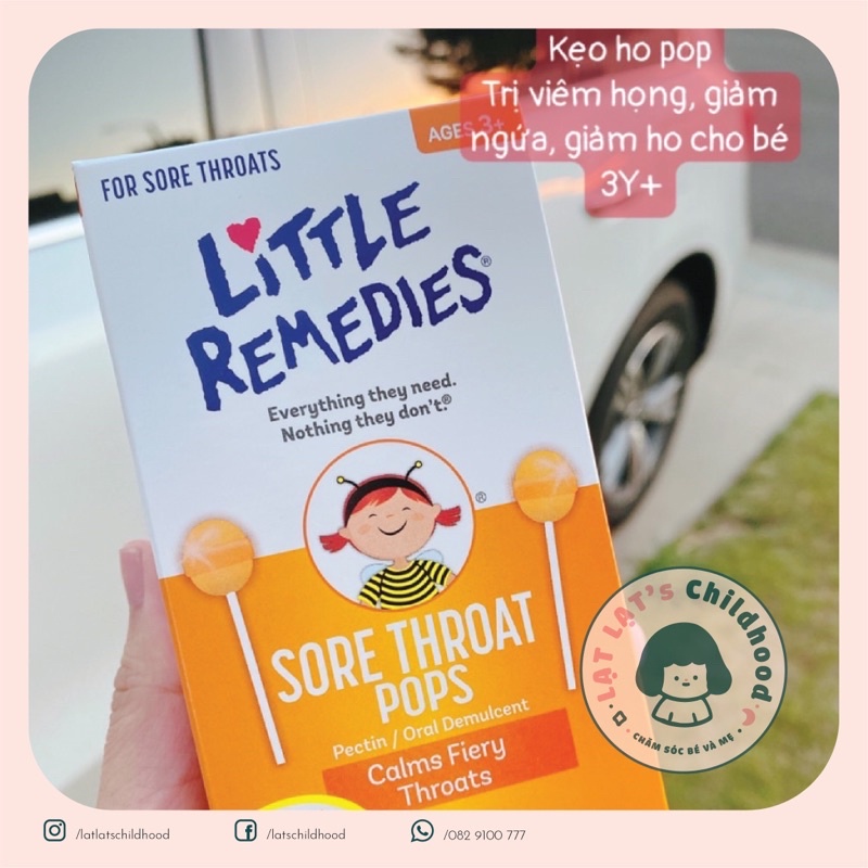 Kẹo mút ngậm ho cho bé Little Remedies 10 chiếc