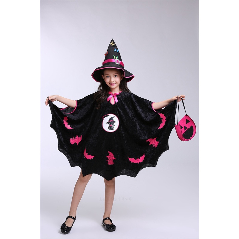 Bộ Áo choàng nón và túi phù thủy cosplay Halloween