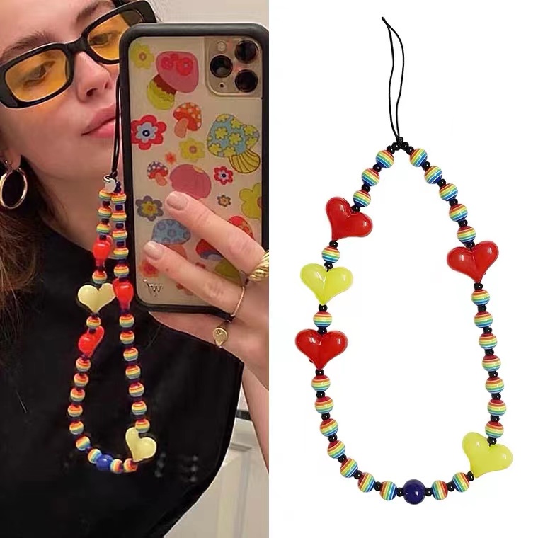 BLACKPINK JISOO Mobile Phone Strap Dây Đeo Điện Thoại Đính Hạt Pha Lê Hình Trái Tim/Hoa Hồng/Tròn Thời Trang