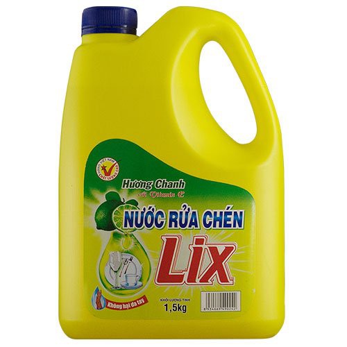 Nước rửa chén Lix Vitamin E Bảo vệ da tay hương Chanh can 1,5kg