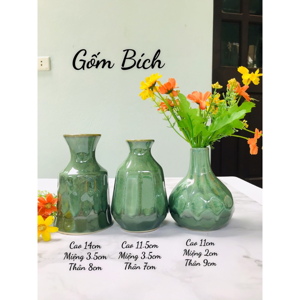 Set Combo 3 Bình Hoa Mini Men Thiên Thanh Nhiều Mẫu - Gốm Sứ Bát Tràng - Lọ Hoa Decor